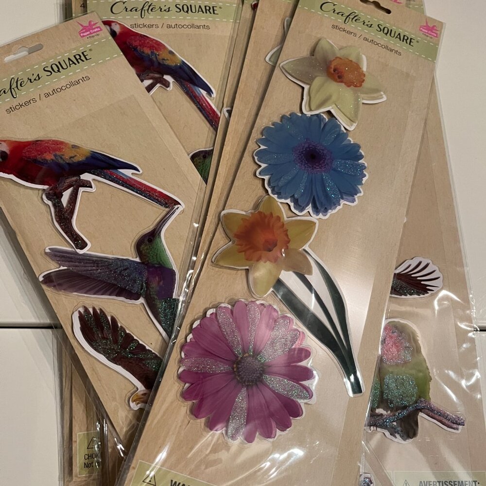 Bird & Flower Foam Stickers 10 Packs ( Arts & Crafts Scrapbooking NEW)